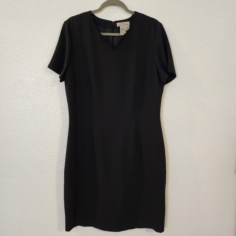 AKA Eddie Bauer sweetheart neckline black sheath dress size 16